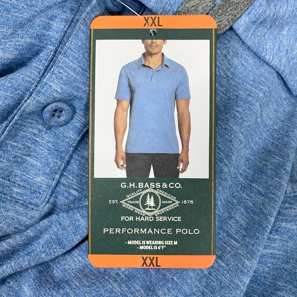 NWT G.H. Bass & Co. Men's Performance Short Sleeve Polo in Blue Size XXL - Picture 7 of 8